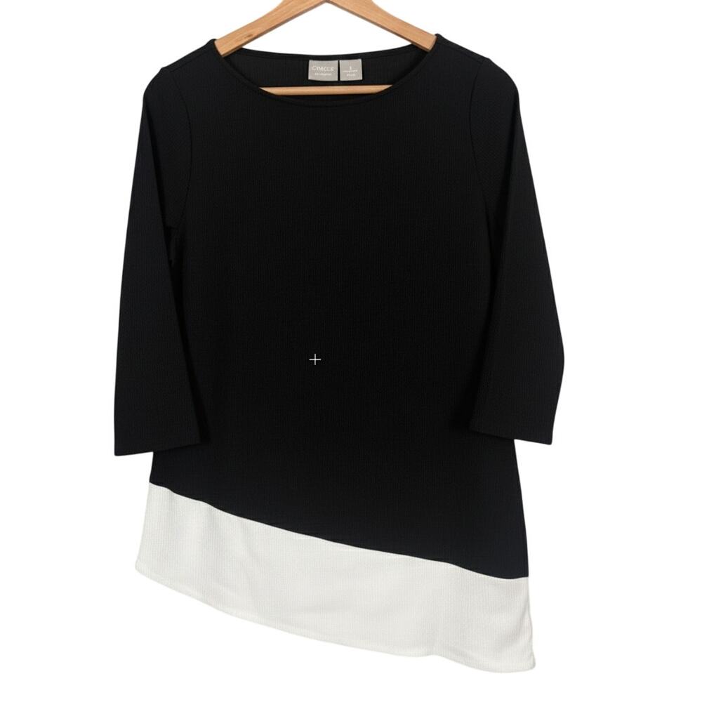 Chicos Travelers Womens S Minimalist Art to Wear Colorblock Asymmetrical Tunic